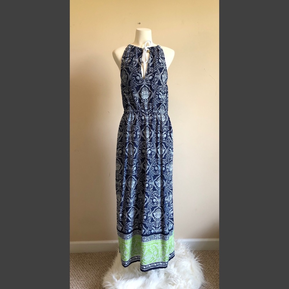 C Wonder Pineapple Scroll Border Print Maxi Dress - image 3
